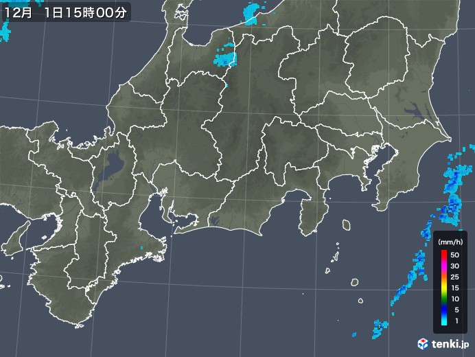 東海地方の雨雲レーダー(2019年12月01日)