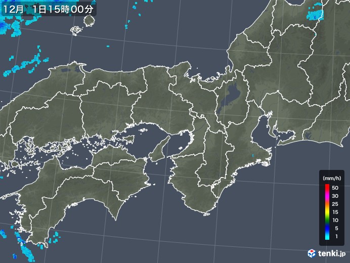 近畿地方の雨雲レーダー(2019年12月01日)