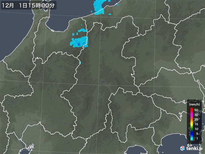 長野県の雨雲レーダー(2019年12月01日)