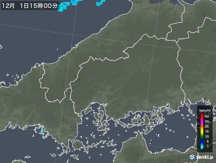 広島県の雨雲レーダー(2019年12月01日)