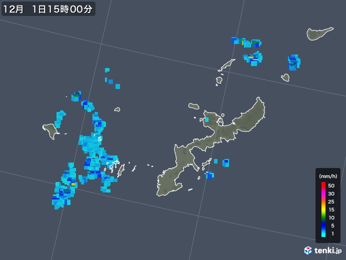 沖縄県の雨雲レーダー(2019年12月01日)