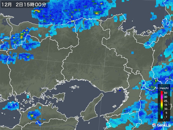 兵庫県の雨雲レーダー(2019年12月02日)