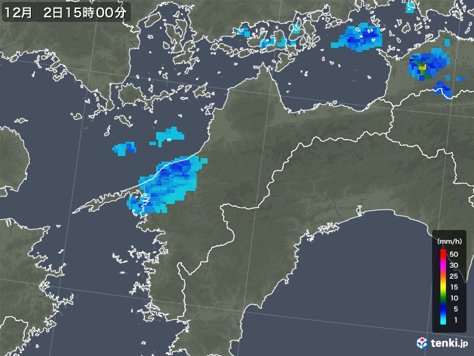 愛媛県の雨雲レーダー(2019年12月02日)