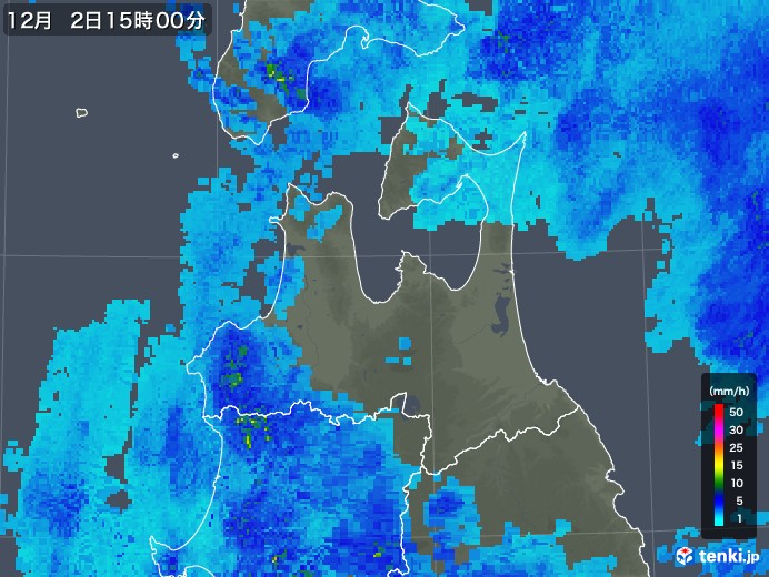 青森県の雨雲レーダー(2019年12月02日)