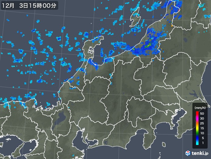 北陸地方の雨雲レーダー(2019年12月03日)