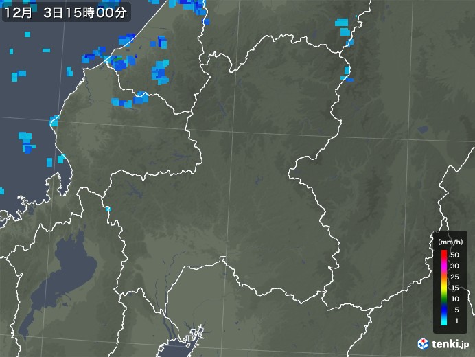 岐阜県の雨雲レーダー(2019年12月03日)