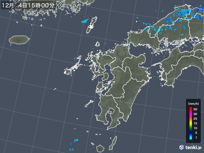 九州地方の雨雲レーダー(2019年12月04日)