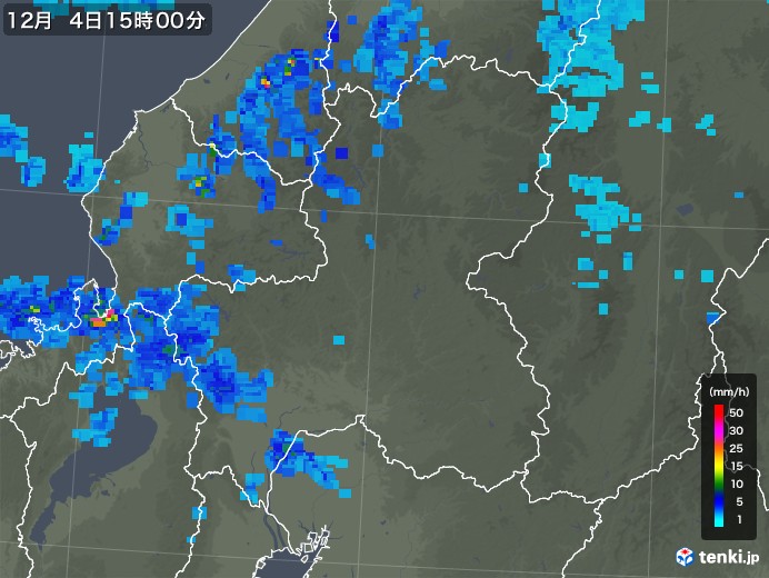 岐阜県の雨雲レーダー(2019年12月04日)