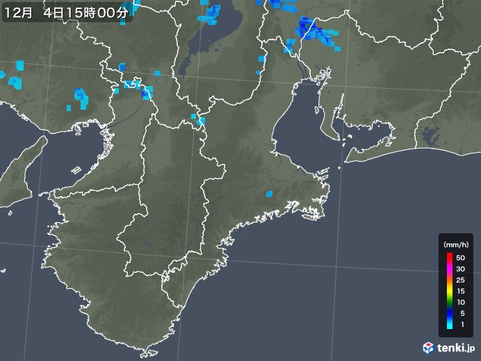 三重県の雨雲レーダー(2019年12月04日)