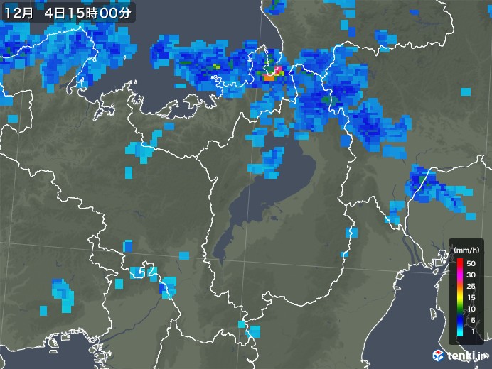 滋賀県の雨雲レーダー(2019年12月04日)