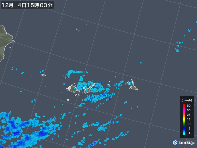 宮古・石垣・与那国(沖縄県)の雨雲レーダー(2019年12月04日)