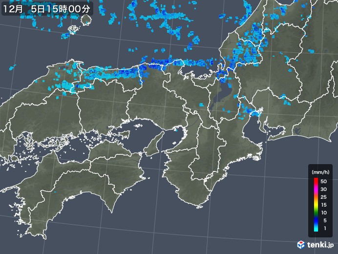 近畿地方の雨雲レーダー(2019年12月05日)