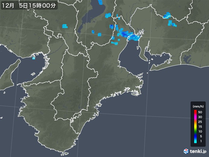 三重県の雨雲レーダー(2019年12月05日)