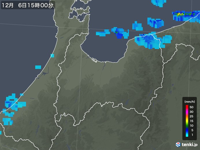 富山県の雨雲レーダー(2019年12月06日)