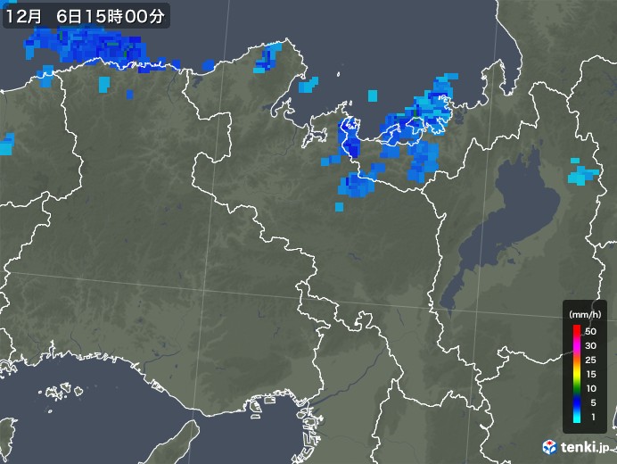 京都府の雨雲レーダー(2019年12月06日)