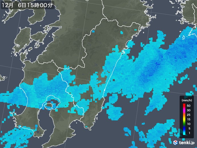 宮崎県の雨雲レーダー(2019年12月06日)