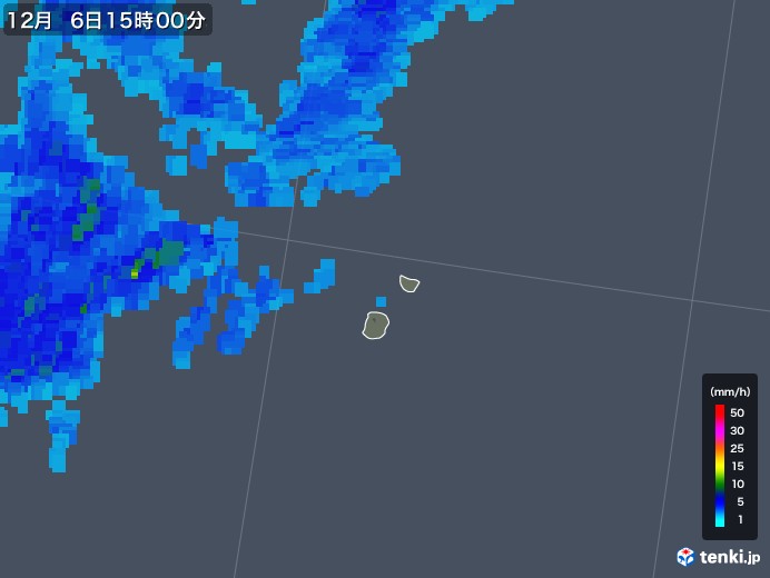 南大東島(沖縄県)の雨雲レーダー(2019年12月06日)