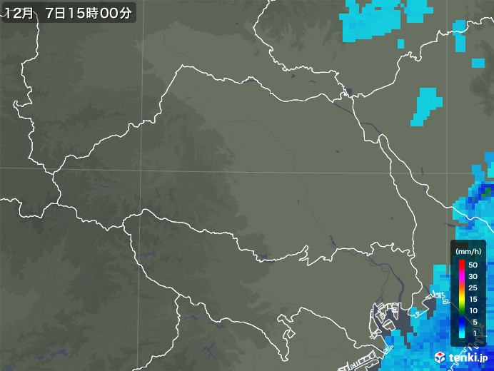 埼玉県の雨雲レーダー(2019年12月07日)