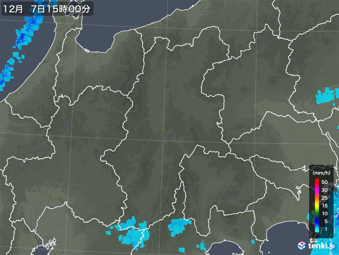 長野県の雨雲レーダー(2019年12月07日)