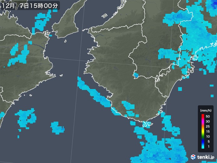 和歌山県の雨雲レーダー(2019年12月07日)