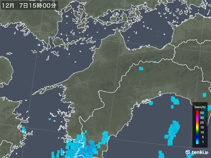 愛媛県の雨雲レーダー(2019年12月07日)