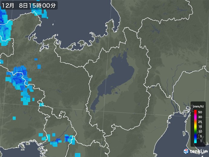 滋賀県の雨雲レーダー(2019年12月08日)