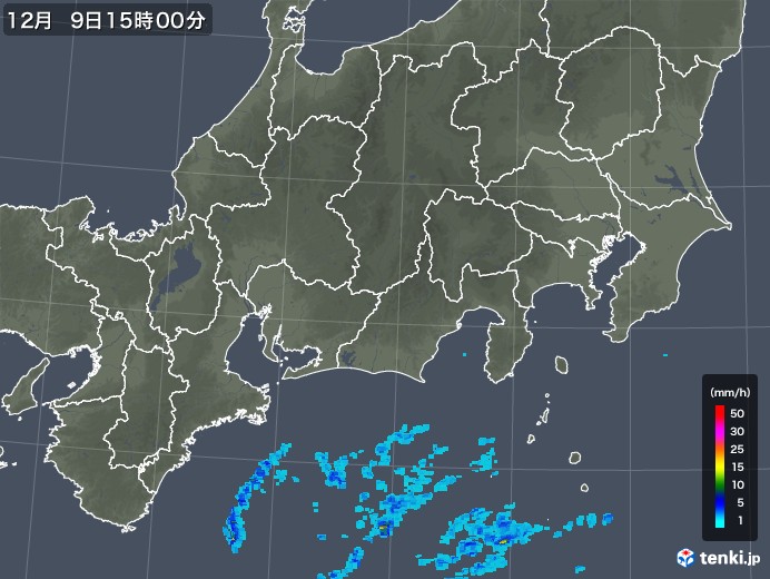 東海地方の雨雲レーダー(2019年12月09日)