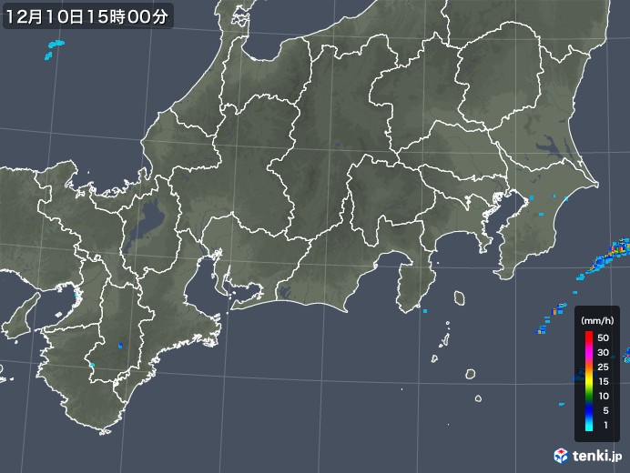 東海地方の雨雲レーダー(2019年12月10日)