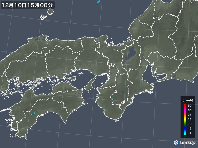 近畿地方の雨雲レーダー(2019年12月10日)