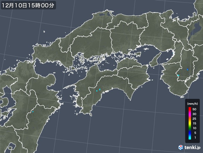 四国地方の雨雲レーダー(2019年12月10日)