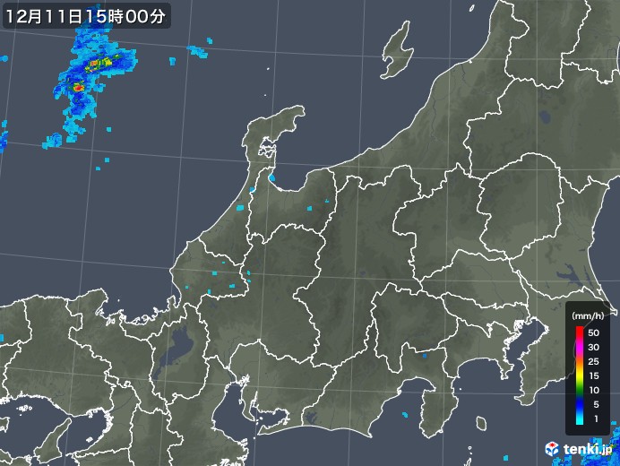 北陸地方の雨雲レーダー(2019年12月11日)