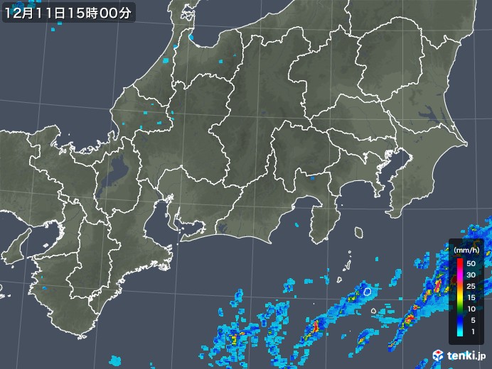 東海地方の雨雲レーダー(2019年12月11日)