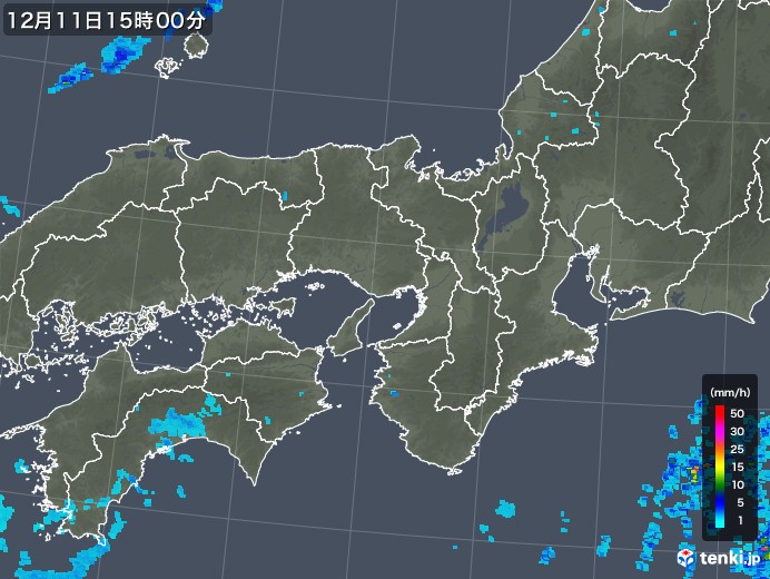 近畿地方の雨雲レーダー(2019年12月11日)