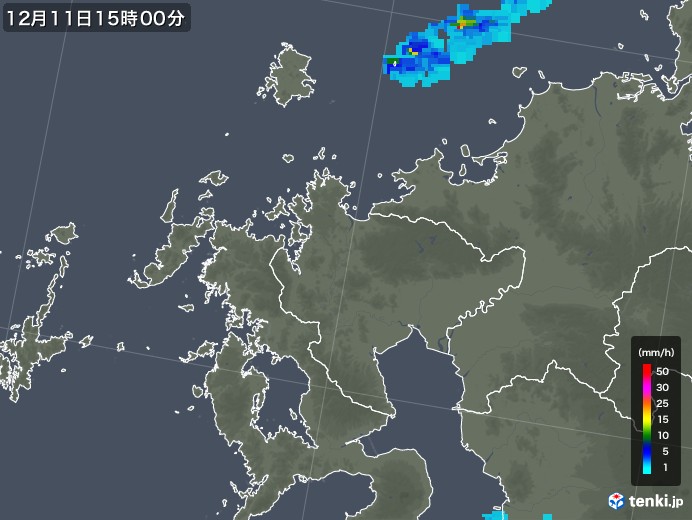 佐賀県の雨雲レーダー(2019年12月11日)