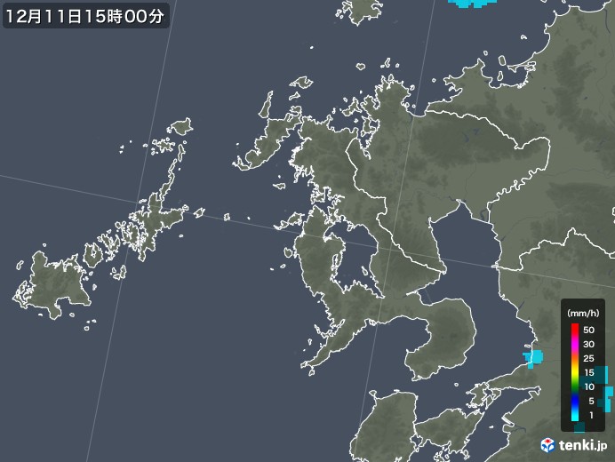 長崎県の雨雲レーダー(2019年12月11日)