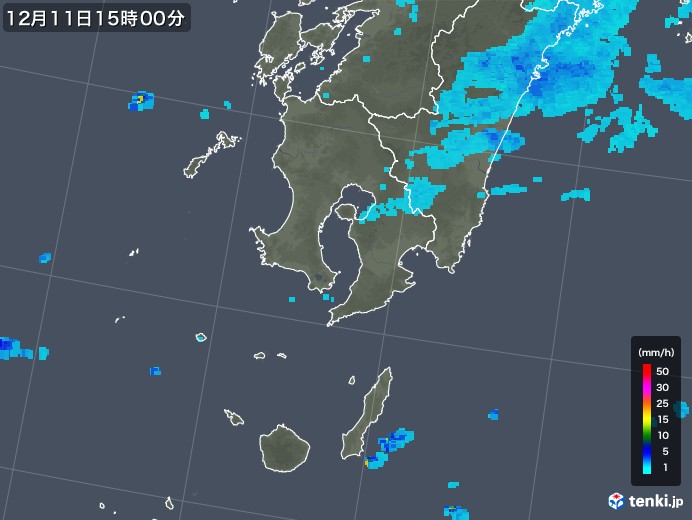 鹿児島県の雨雲レーダー(2019年12月11日)