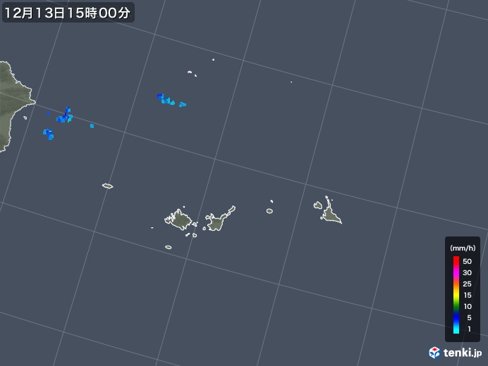 宮古・石垣・与那国(沖縄県)の雨雲レーダー(2019年12月13日)