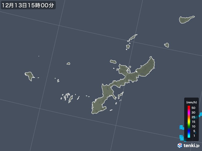 沖縄県の雨雲レーダー(2019年12月13日)