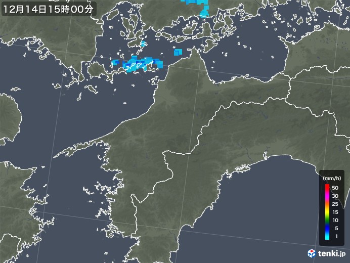 愛媛県の雨雲レーダー(2019年12月14日)