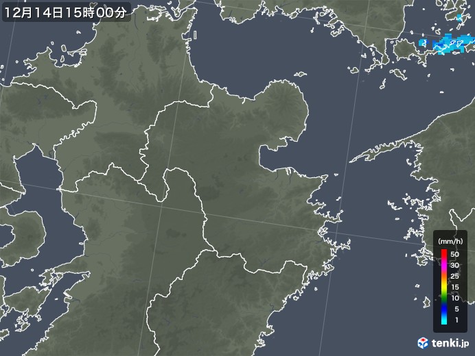 大分県の雨雲レーダー(2019年12月14日)