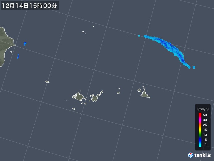 宮古・石垣・与那国(沖縄県)の雨雲レーダー(2019年12月14日)