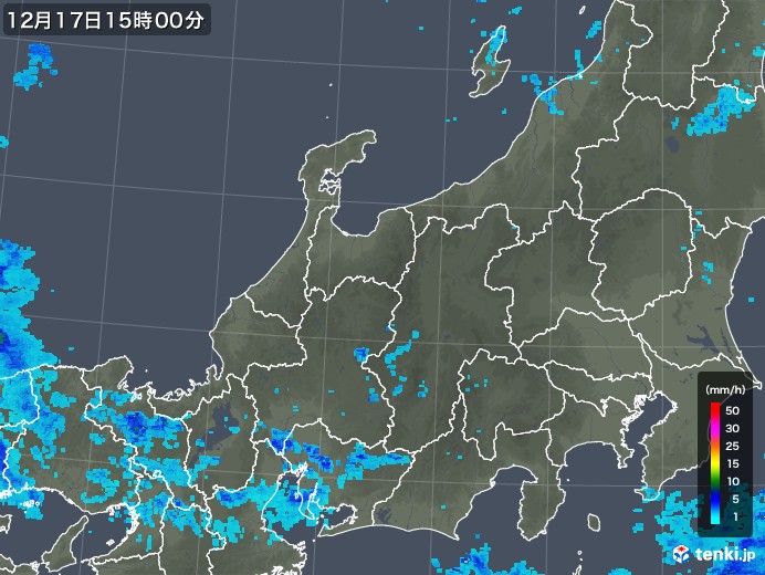 北陸地方の雨雲レーダー(2019年12月17日)