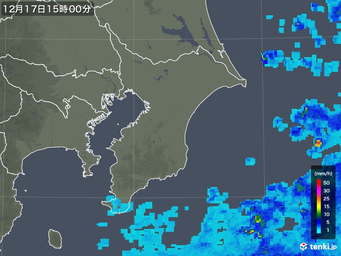 千葉県の雨雲レーダー(2019年12月17日)
