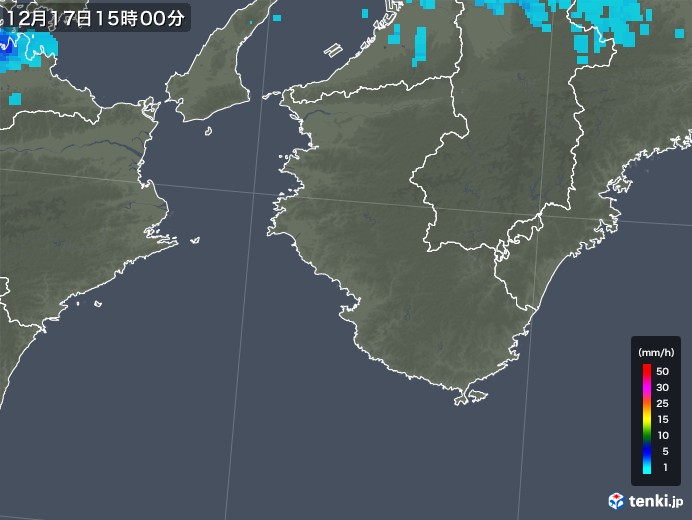 和歌山県の雨雲レーダー(2019年12月17日)