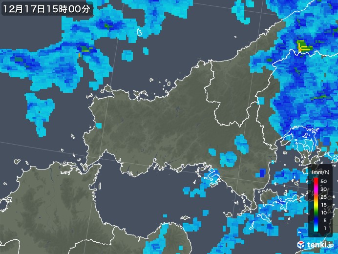 山口県の雨雲レーダー(2019年12月17日)