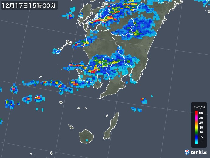 鹿児島県の雨雲レーダー(2019年12月17日)