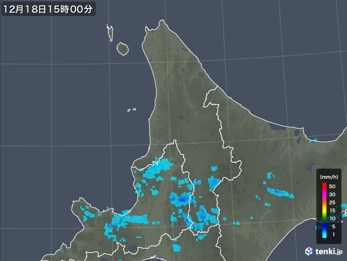 道北の雨雲レーダー(2019年12月18日)