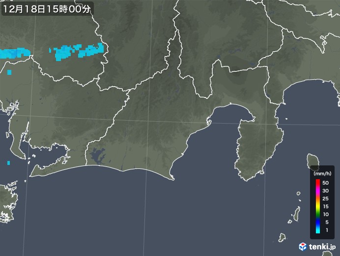 静岡県の雨雲レーダー(2019年12月18日)