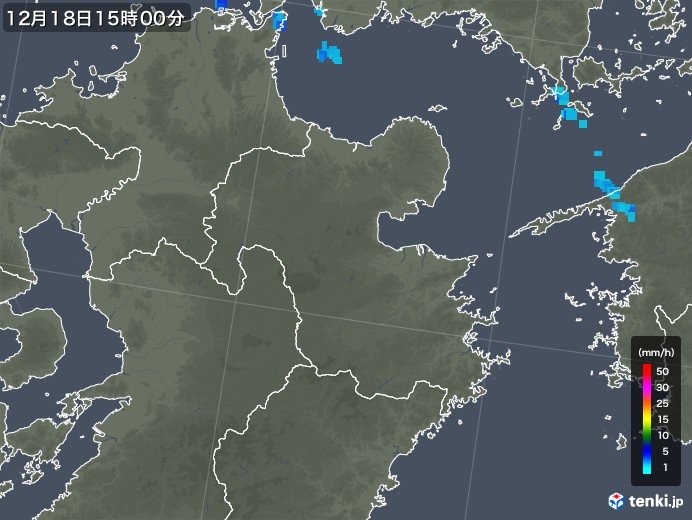 大分県の雨雲レーダー(2019年12月18日)
