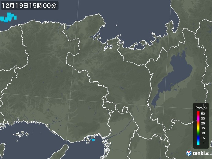 京都府の雨雲レーダー(2019年12月19日)